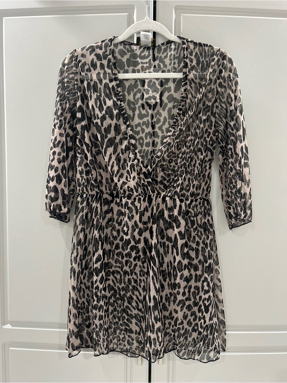 Jordan Taylor Taupe and Black Leopard Print Chiffon Top